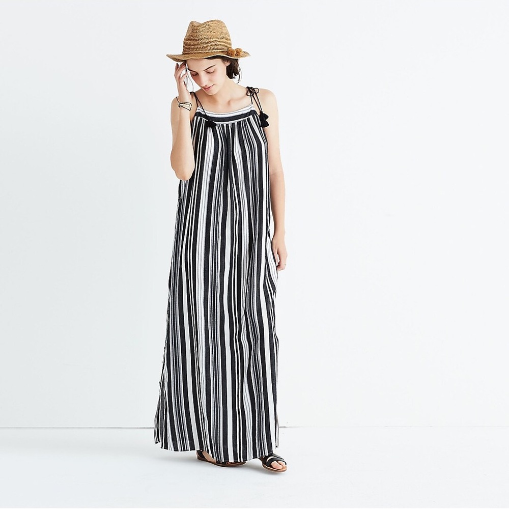 Madewell Striped Side-Button Maxi Dress Size 10